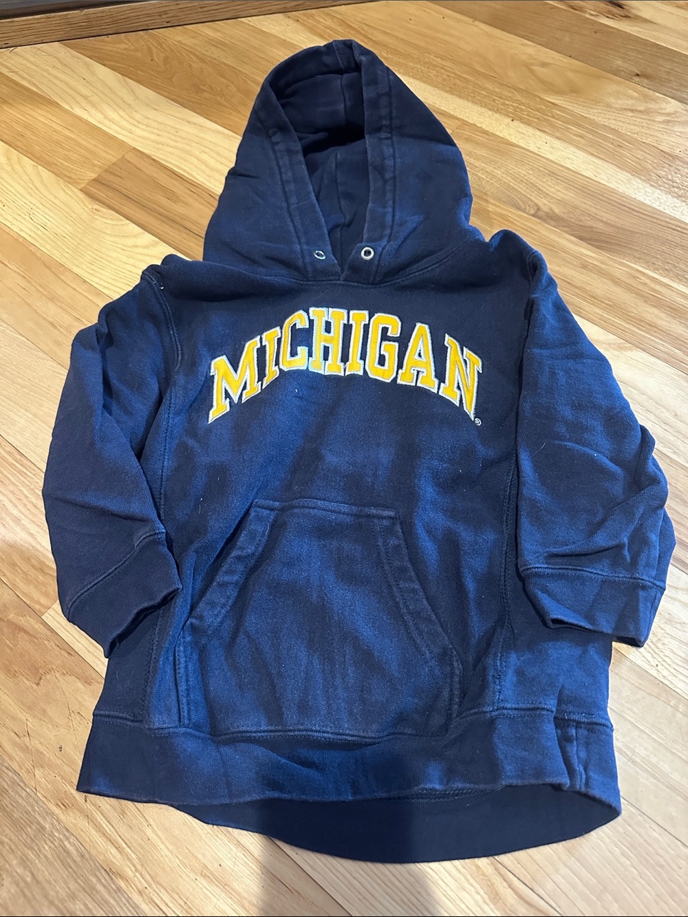 Michigan Kids Navy Hoodie with Yellow Logo
